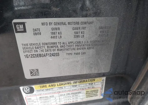 2010 Chevrolet Malibu Lt z USA, uszkodzony, nr VIN 1G1ZC5EB0AF124203